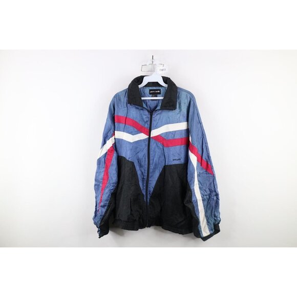Vtg 90s Pierre Cardin Mens Large Spell Out Color Block Lined Windbreaker Jacket - Picture 1 of 13